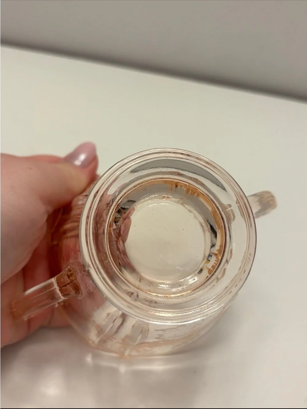 Pink depression glass Madrid pattern sugar cup